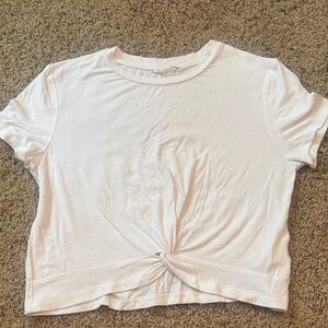 EUC SHEIN Off White Short Sleeve Twist Tee